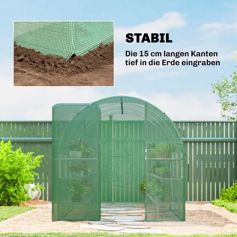 Gewächshaus 3x2x2m Foliengewächshaus Gartenhaus Pflanzenhaus Pflanzen