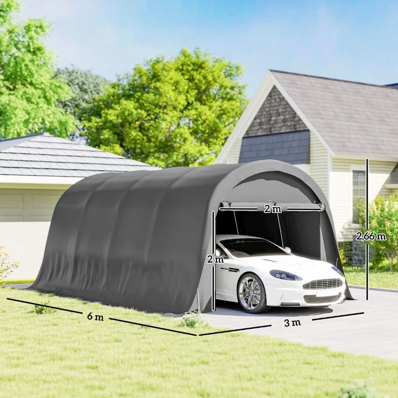 Carport Zeltgarage 3x6m Wasserdichtes Lagerzelt Seitenwänden Zelt