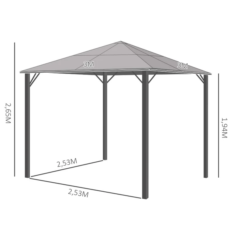 3x3m Pavillon Gartenpavillon Pergola Überdachung Partyzelt inkl. Seitenteile