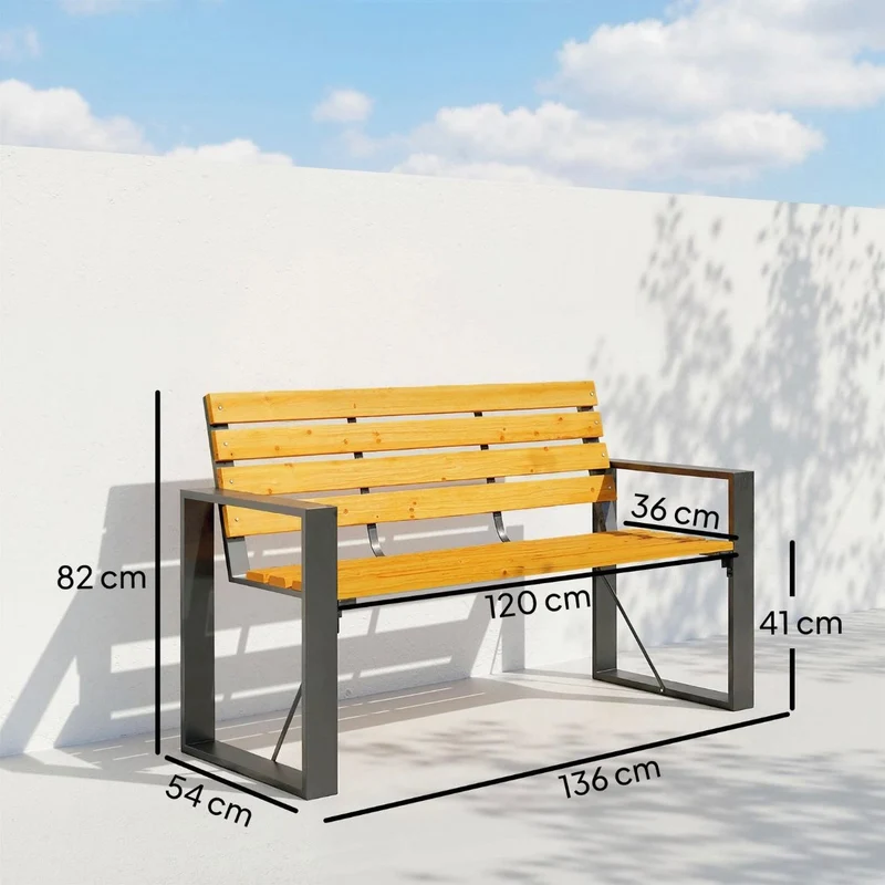Gartenbank 2 Sitzer Holzbank Lamelldesign Sitzbank