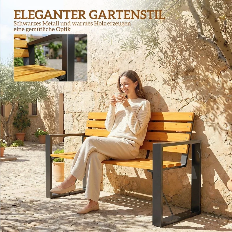 Gartenbank 2 Sitzer Holzbank Lamelldesign Sitzbank