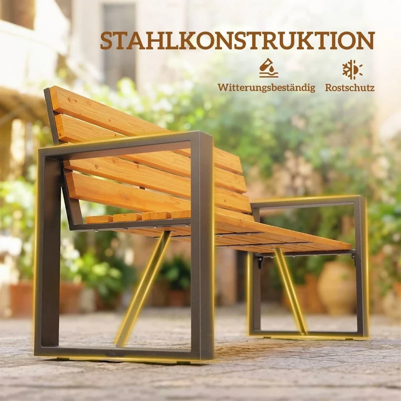 Gartenbank 2 Sitzer Holzbank Lamelldesign Sitzbank