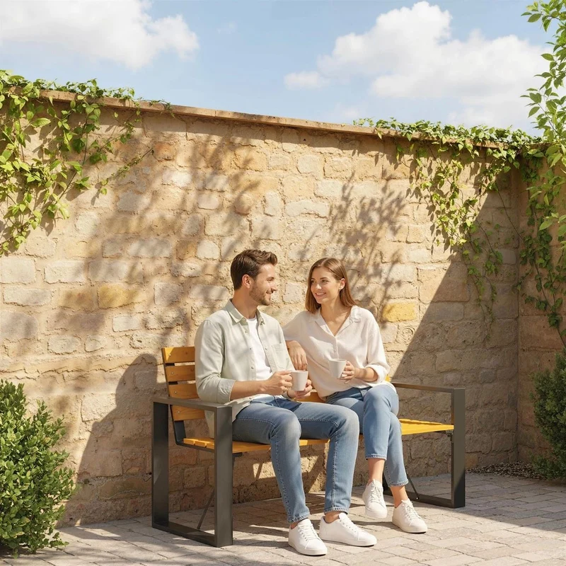 Gartenbank 2 Sitzer Holzbank Lamelldesign Sitzbank