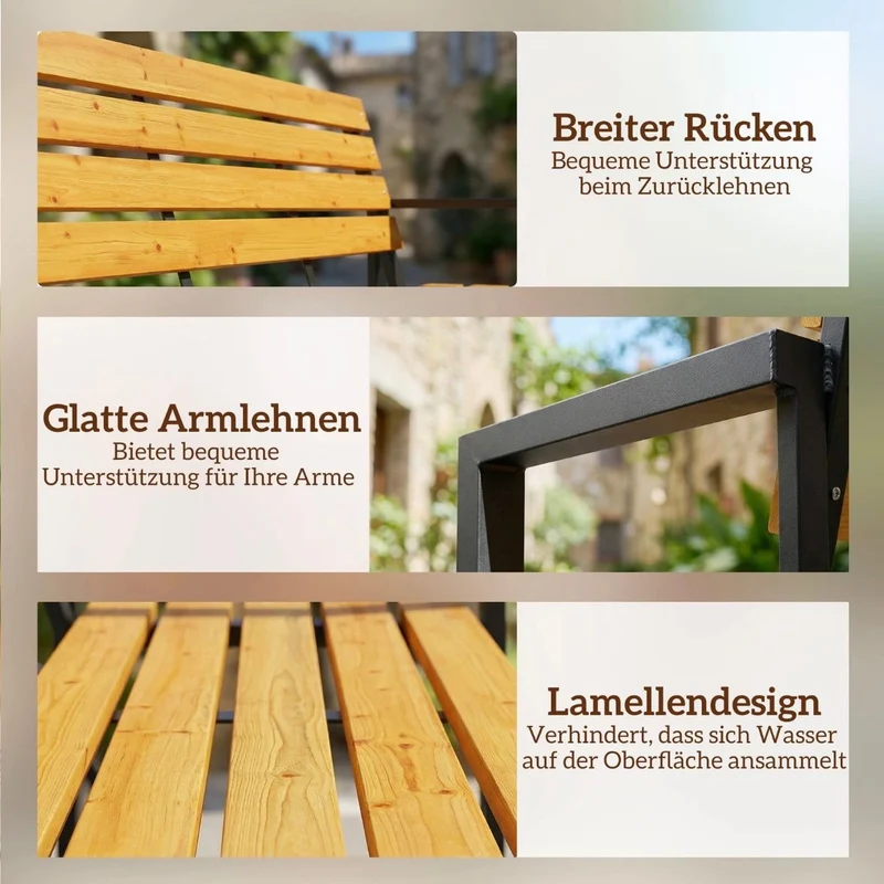 Gartenbank 2 Sitzer Holzbank Lamelldesign Sitzbank