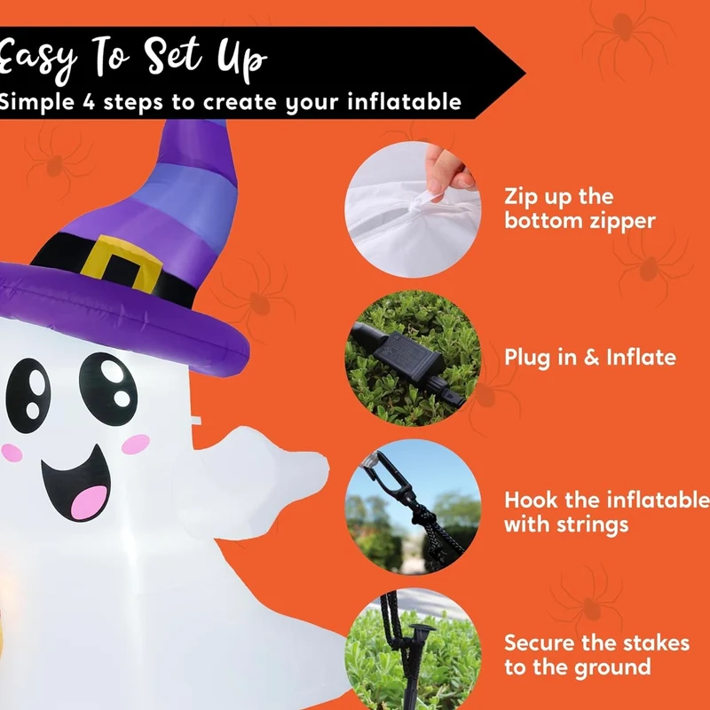 Aufblasbare Halloween Geisterdeko Dekoration Geist Besen