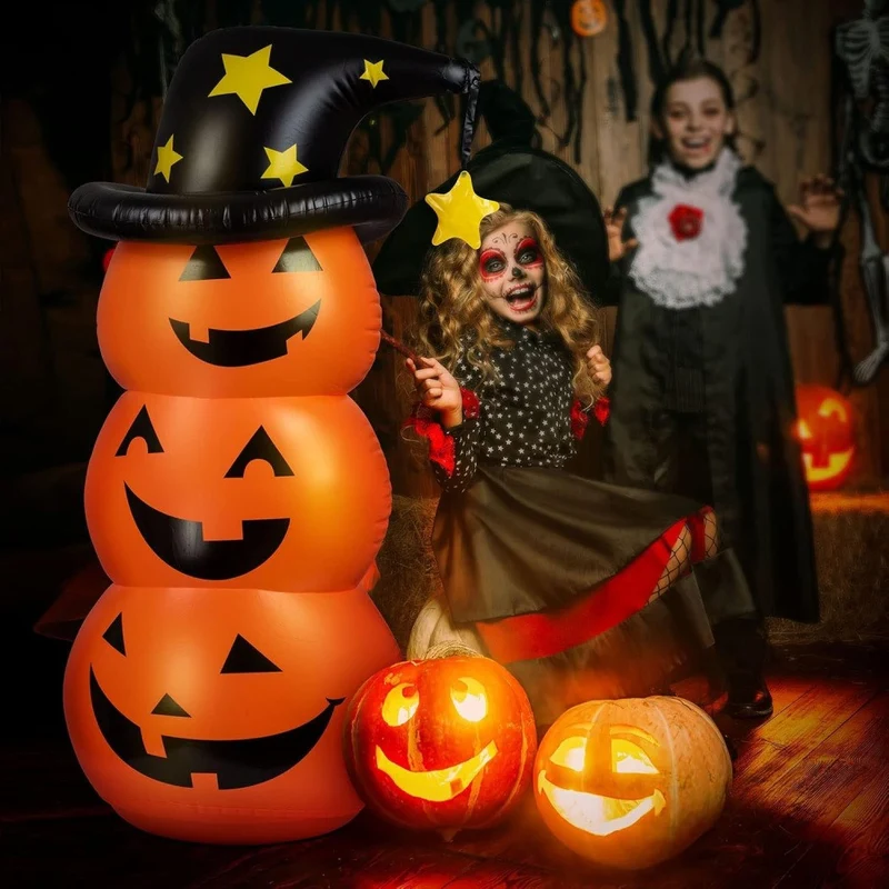 XXL Aufblasbarer LED Kürbis 140cm Beleuchtung Halloween Dekoration Garten