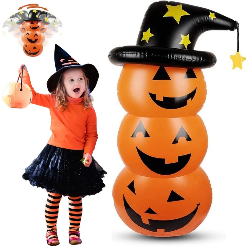 XXL Aufblasbarer LED Kürbis 140cm Beleuchtung Halloween Dekoration Garten