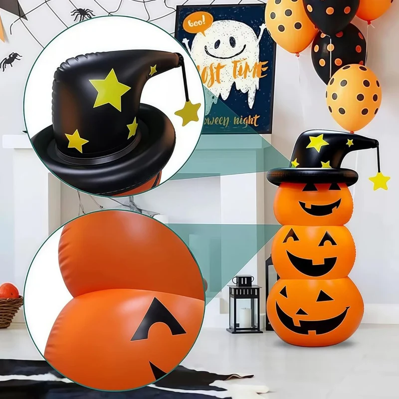 XXL Aufblasbarer LED Kürbis 140cm Beleuchtung Halloween Dekoration Garten