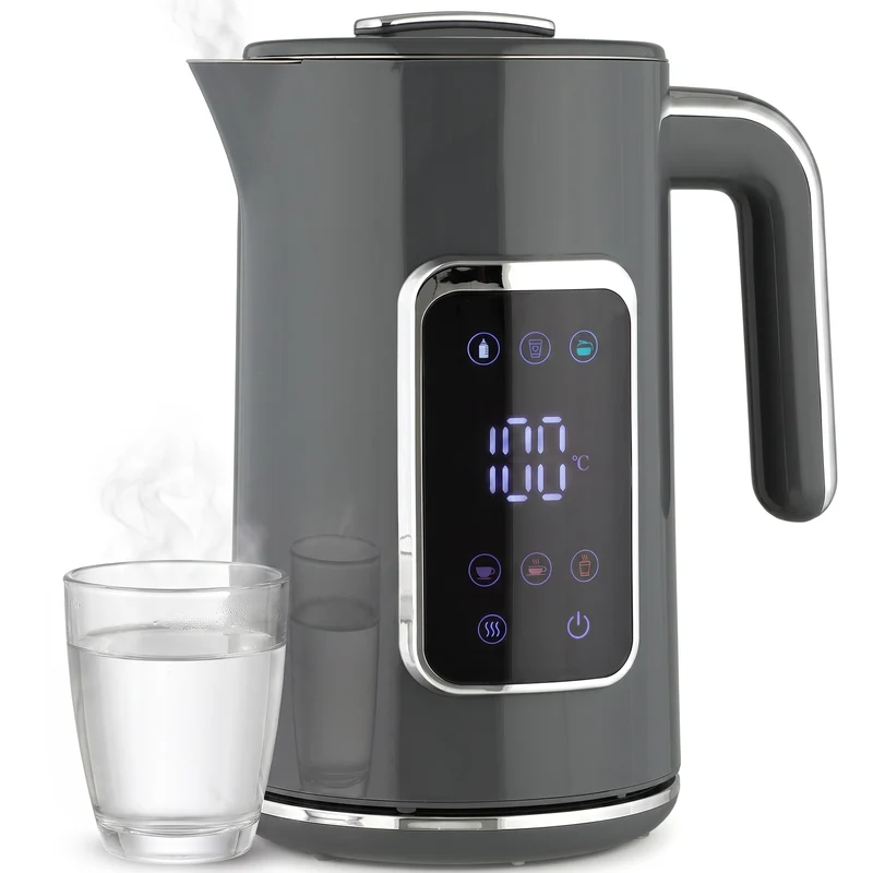 1.7L Fast Electric Kettle with LED Display, Adjustable Temp, Keep Warm, Grey