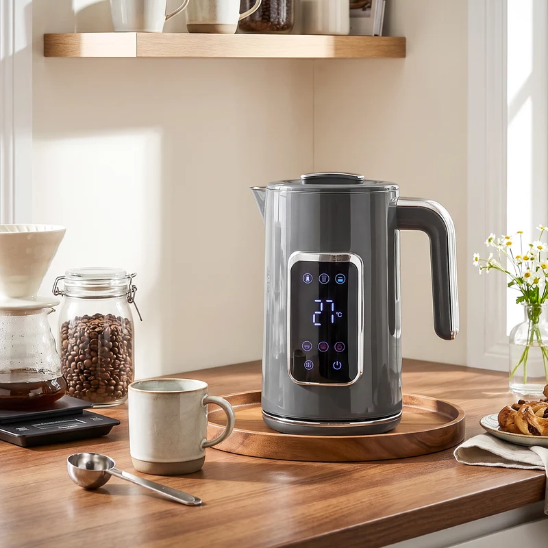 1.7L Fast Electric Kettle with LED Display, Adjustable Temp, Keep Warm, Grey
