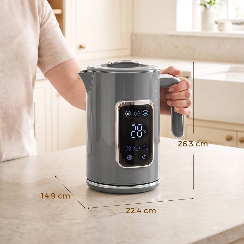 1.7L Fast Electric Kettle with LED Display, Adjustable Temp, Keep Warm, Grey
