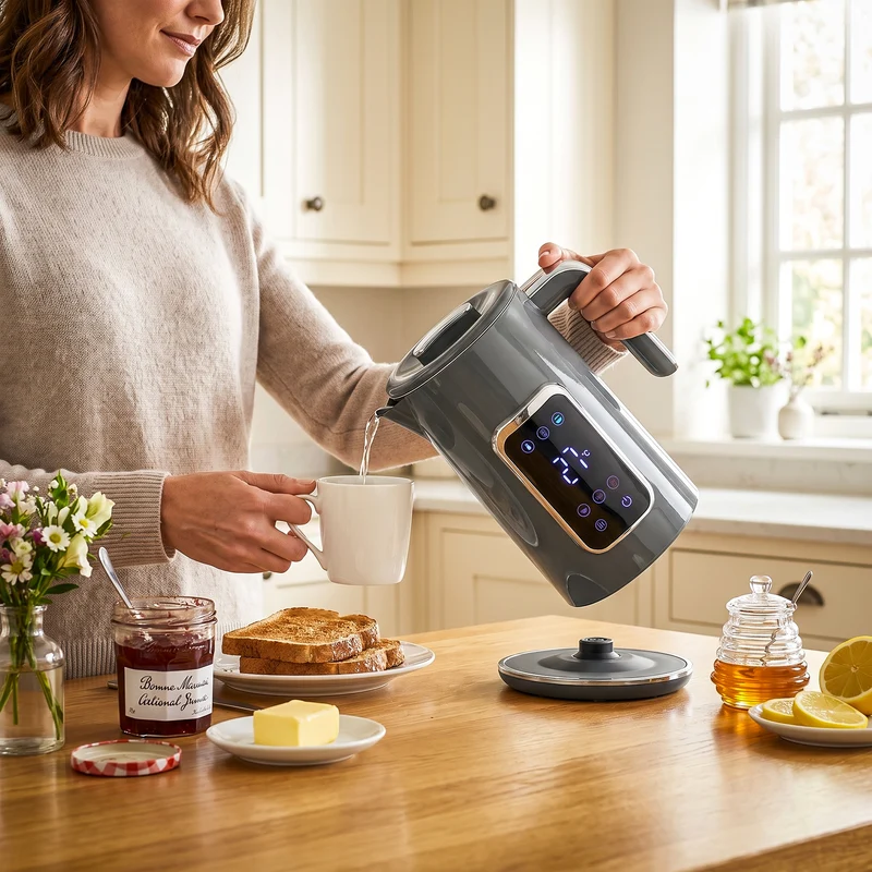 1.7L Fast Electric Kettle with LED Display, Adjustable Temp, Keep Warm, Grey