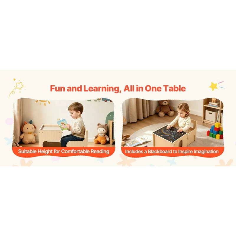 Kindersitzgruppe Tisch Stuhl Holz Tafel Stauraum 1-5 Jahre