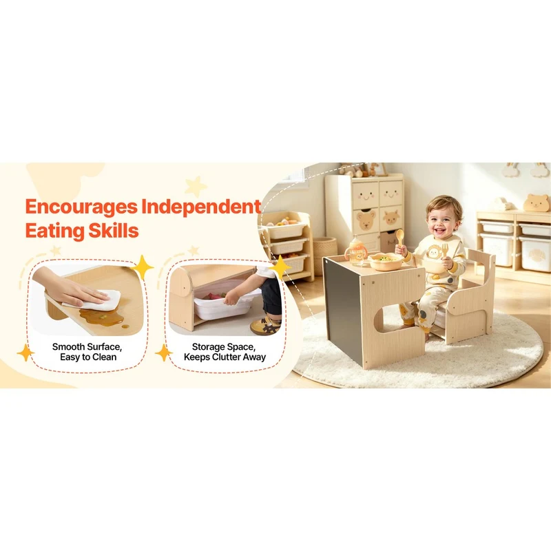 Kindersitzgruppe Tisch Stuhl Holz Tafel Stauraum 1-5 Jahre