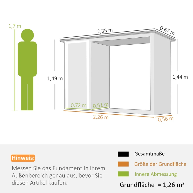 Kaminholzregal Brennholzregal Geräteschrank Gartenschrank Schuppen 235x67x149cm