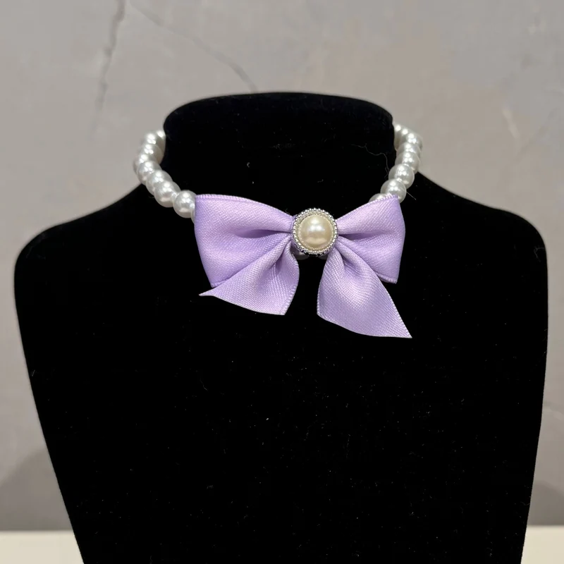 Haustier-Halsband mit Perlenschleife