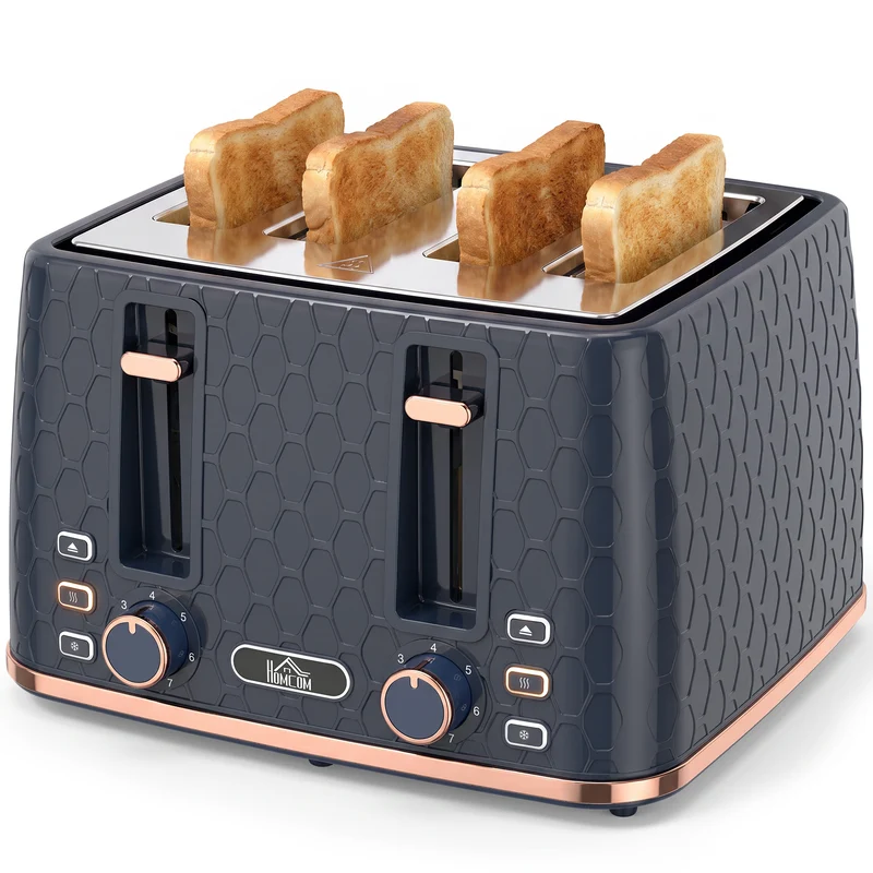 4-Slice Toaster with 7-Level Browning, Reheat/Defrost/Cancel in Dark Blue