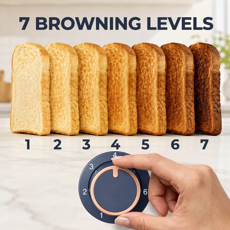 4-Slice Toaster with 7-Level Browning, Reheat/Defrost/Cancel in Dark Blue
