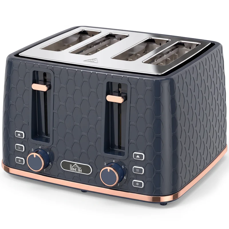 4-Slice Toaster with 7-Level Browning, Reheat/Defrost/Cancel in Dark Blue