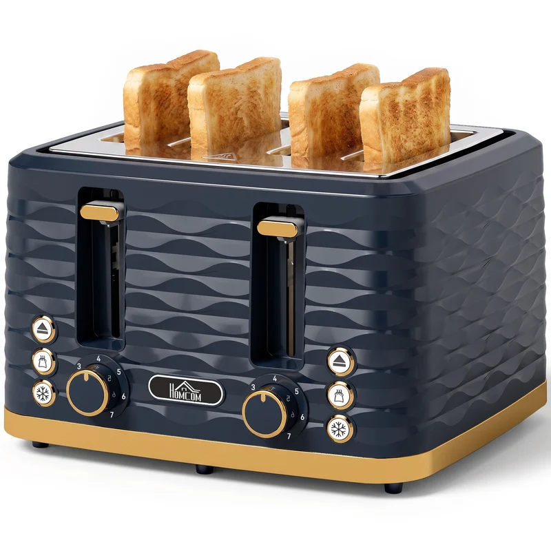 4-Slice Toaster with 7 Browning Levels, High Lift & Self-Centering, Dark Blue