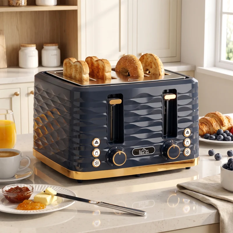 4-Slice Toaster with 7 Browning Levels, High Lift & Self-Centering, Dark Blue