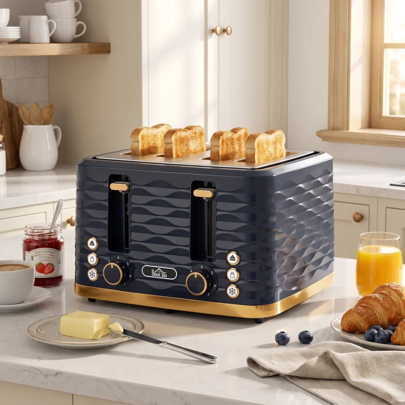4-Slice Toaster with 7 Browning Levels, High Lift & Self-Centering, Dark Blue