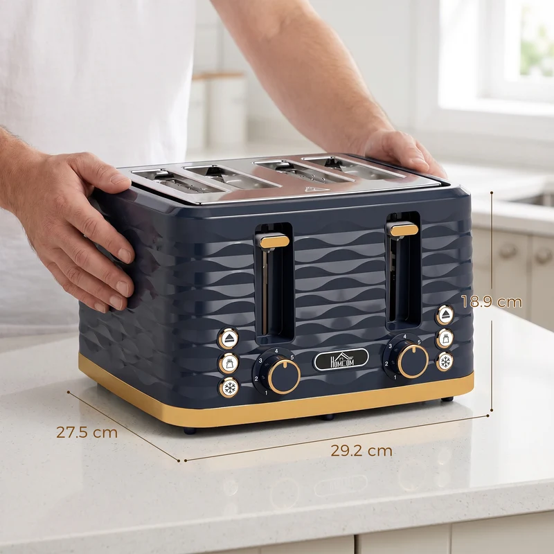 4-Slice Toaster with 7 Browning Levels, High Lift & Self-Centering, Dark Blue