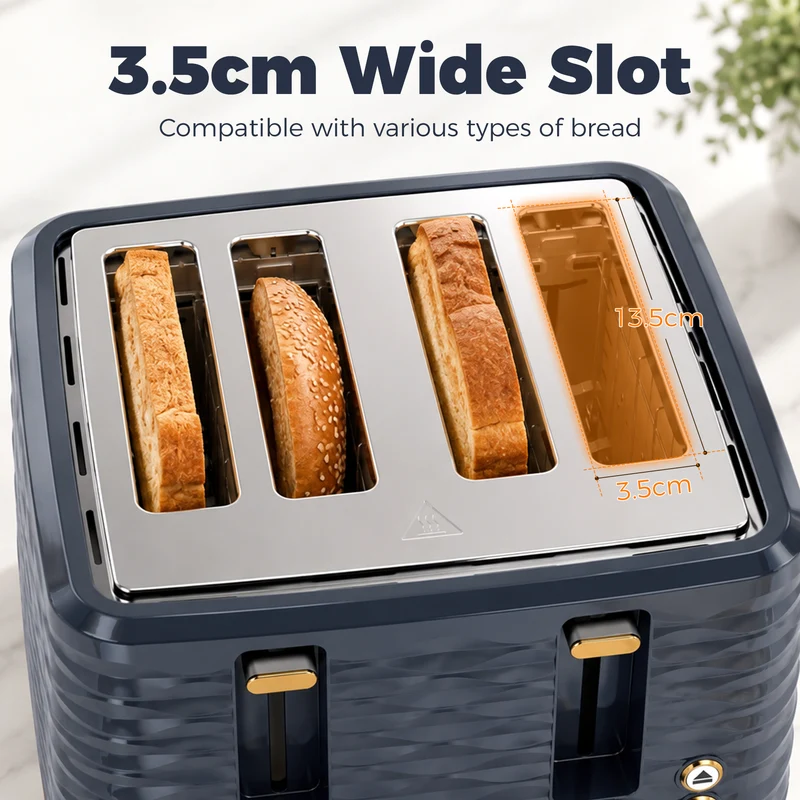 4-Slice Toaster with 7 Browning Levels, High Lift & Self-Centering, Dark Blue