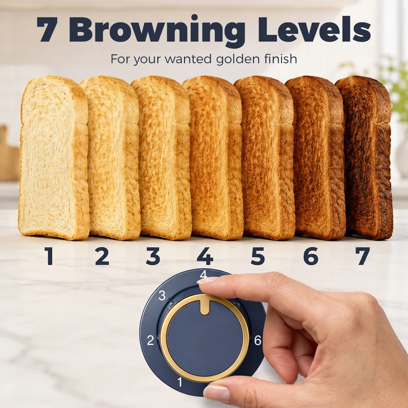 4-Slice Toaster with 7 Browning Levels, High Lift & Self-Centering, Dark Blue