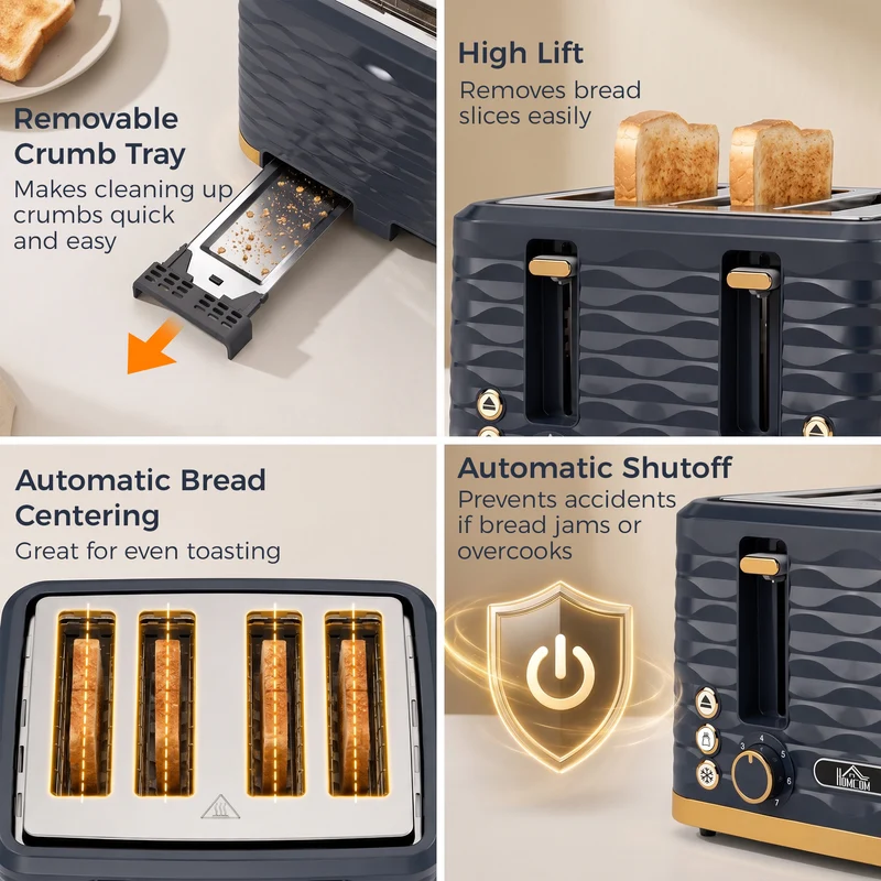 4-Slice Toaster with 7 Browning Levels, High Lift & Self-Centering, Dark Blue