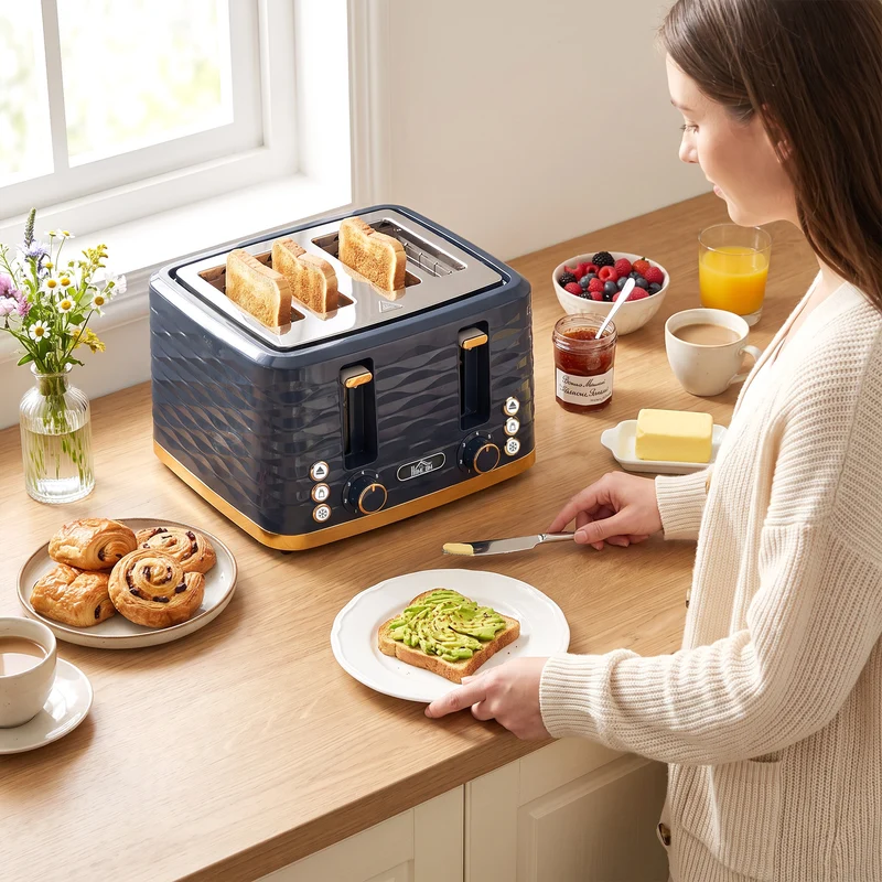 4-Slice Toaster with 7 Browning Levels, High Lift & Self-Centering, Dark Blue