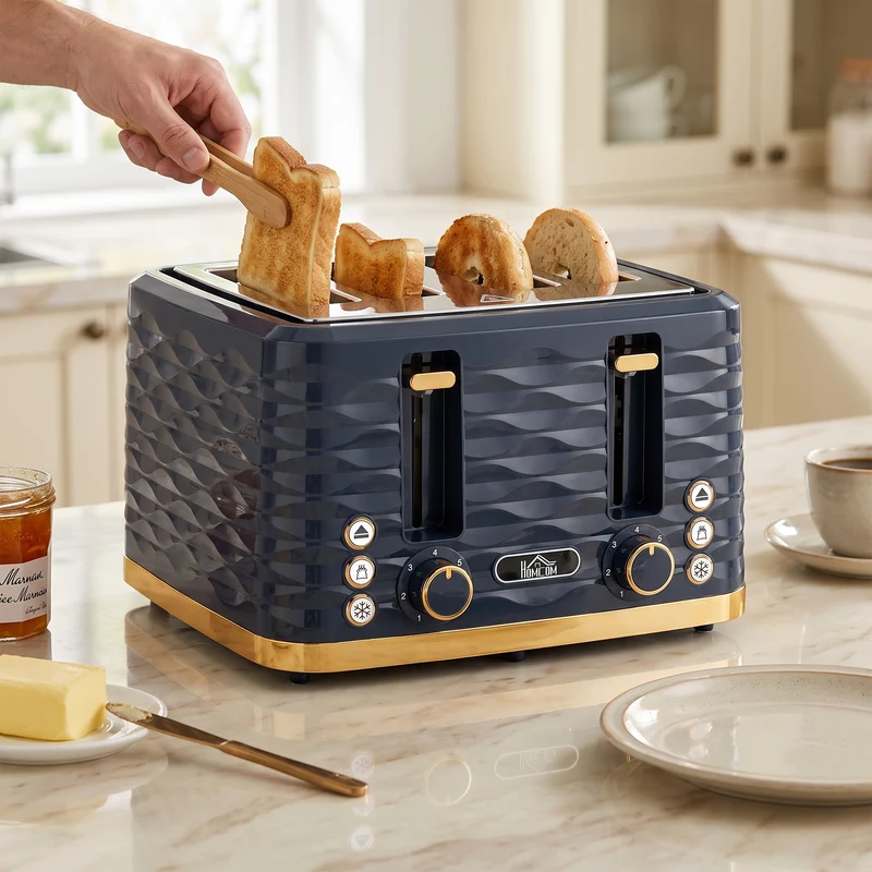4-Slice Toaster with 7 Browning Levels, High Lift & Self-Centering, Dark Blue