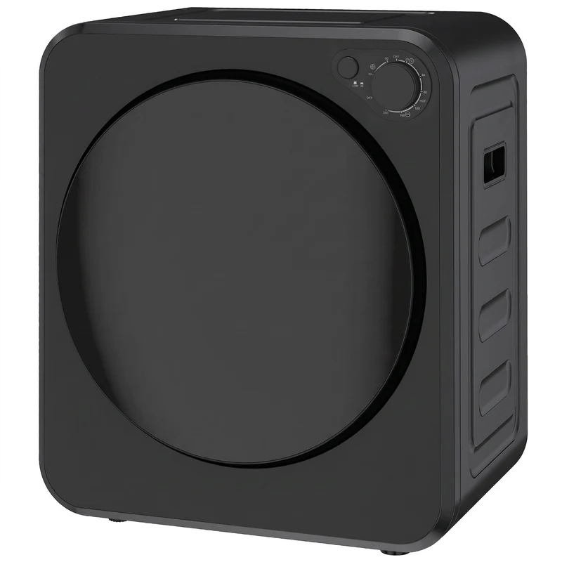 Portable Front-Load Dryer with 4kg wet/2.5kg dry capacity, 2 power modes, Black