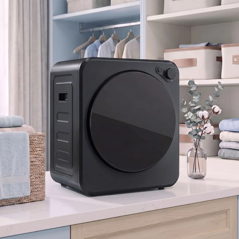 Portable Front-Load Dryer with 4kg wet/2.5kg dry capacity, 2 power modes, Black