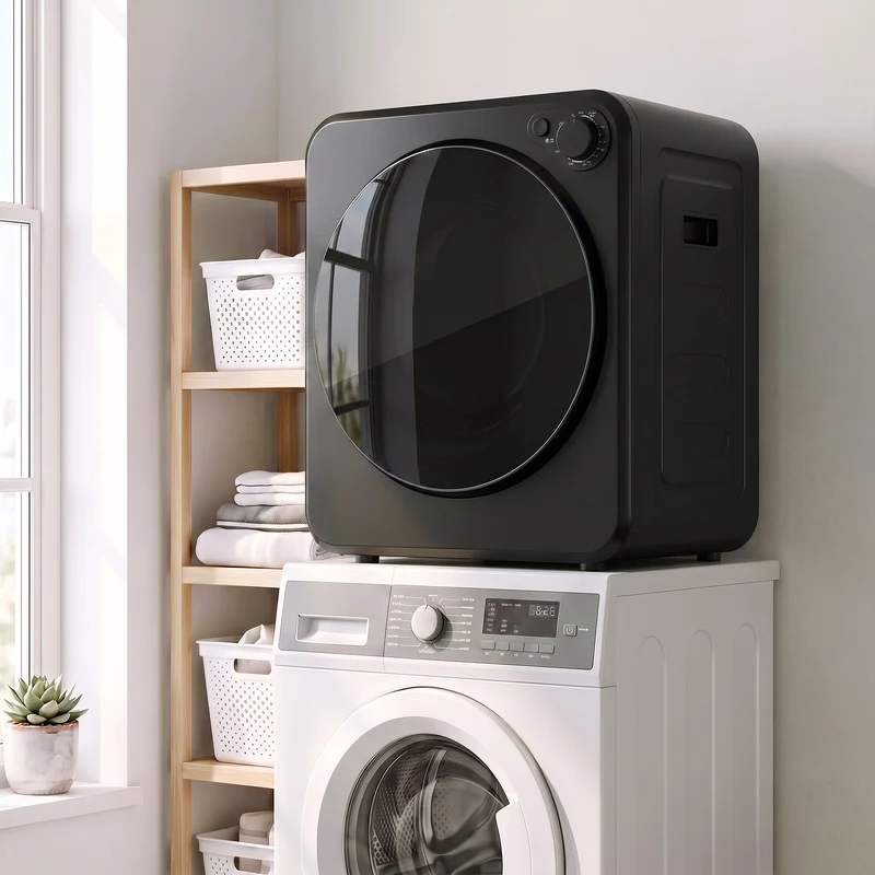 Portable Front-Load Dryer with 4kg wet/2.5kg dry capacity, 2 power modes, Black