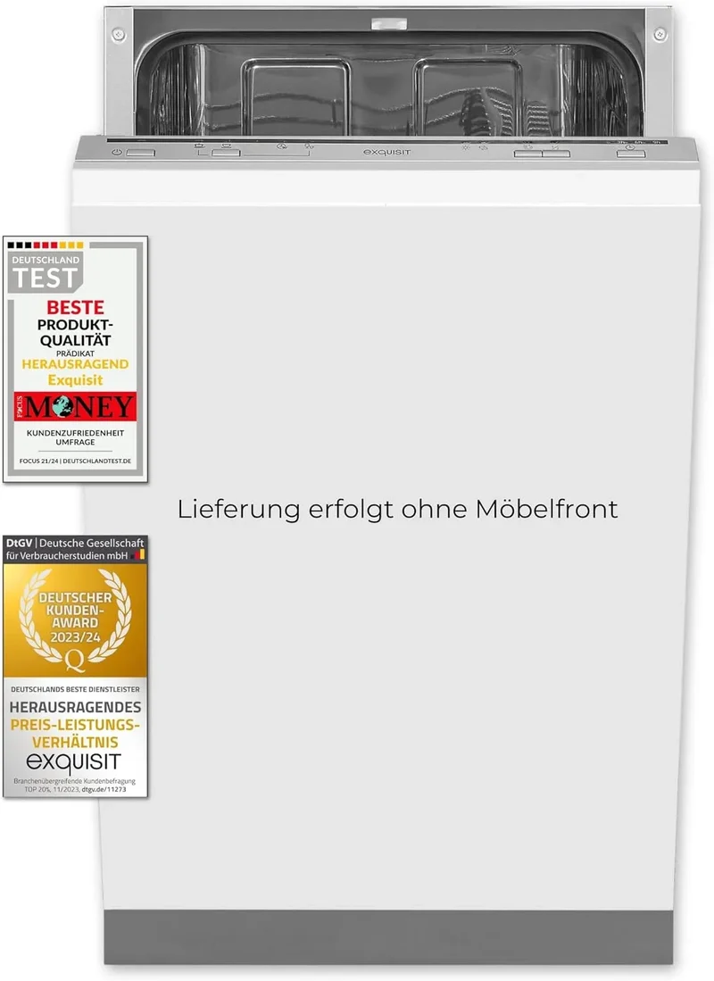 Exquisit EGSP1009-E-030E Geschirrspüler, Einbau, Silber