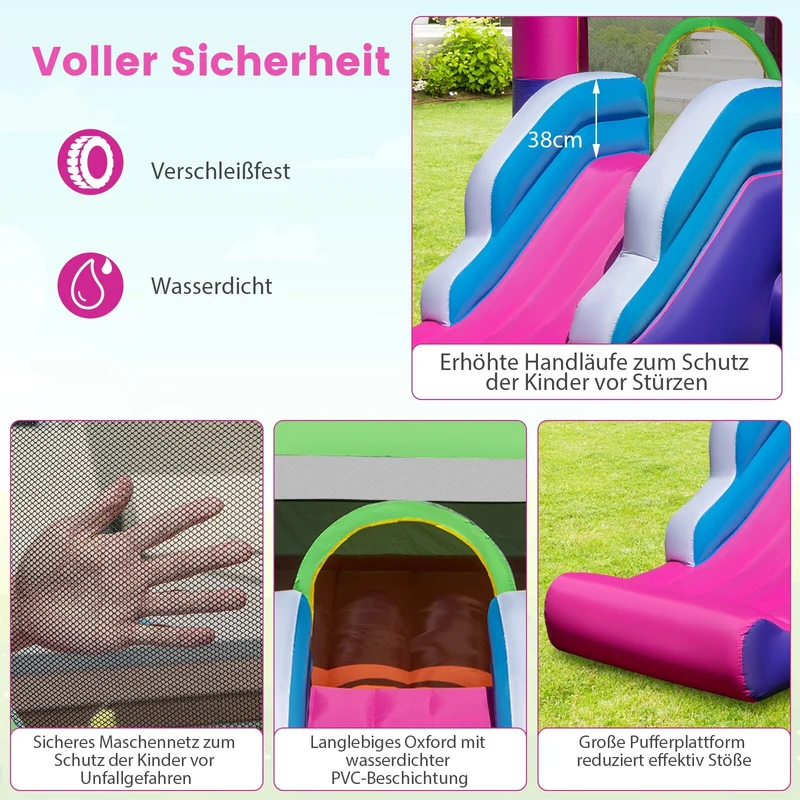 Hüpfburg Aufblasbar Sonnendach Rutsche Springburg Kinder Spielburg