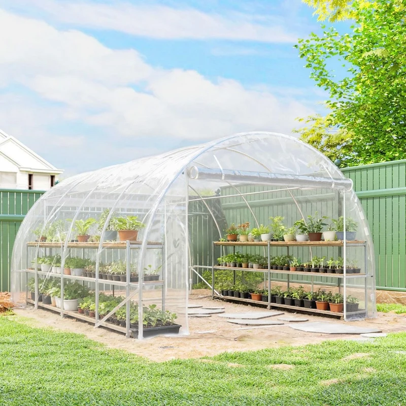 Gewächshaus ca. 4x3x2m Foliengewächshaus Reißverschlusstür Garten