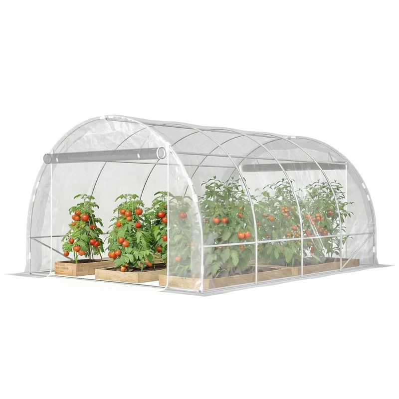 Gewächshaus ca. 4x3x2m Foliengewächshaus Reißverschlusstür Garten