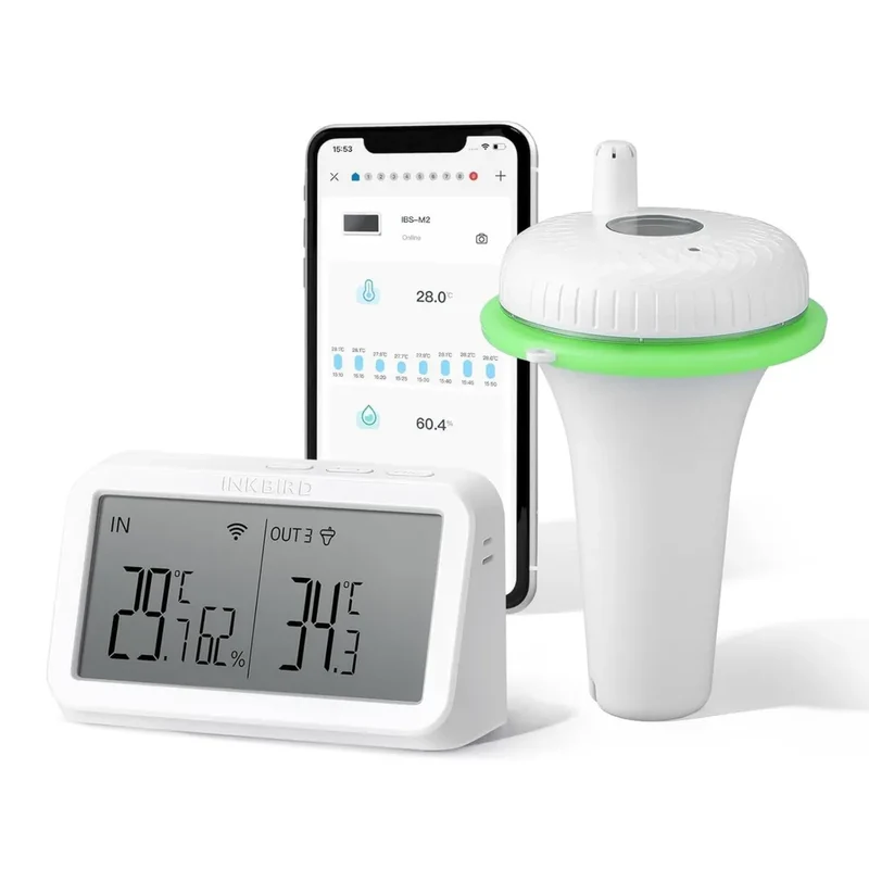 Inkbird Poolthermometer mit WLAN-Gateway und App-Steuerung, 9 Kanäle für Schwimmbad und Teich