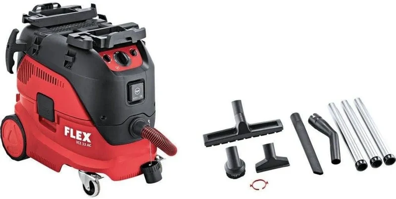 Flex Nass-Trockensauger VCE 33 M AC Set mit automatischer Filterreinigung, Rot/Schwarz