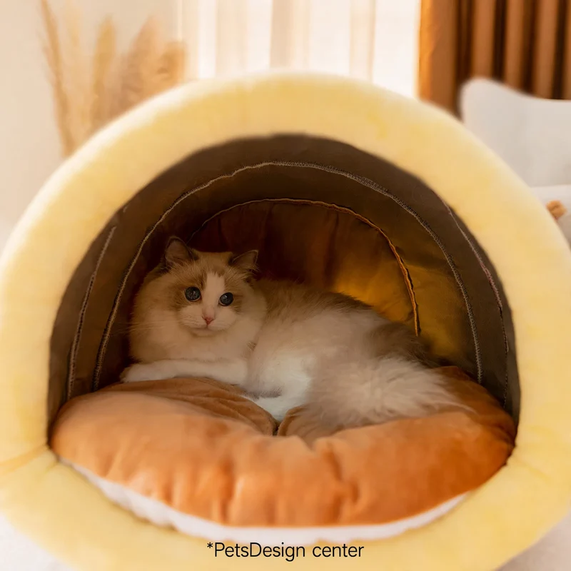 Halboffenes Katzenbett mit Wärmefunktion