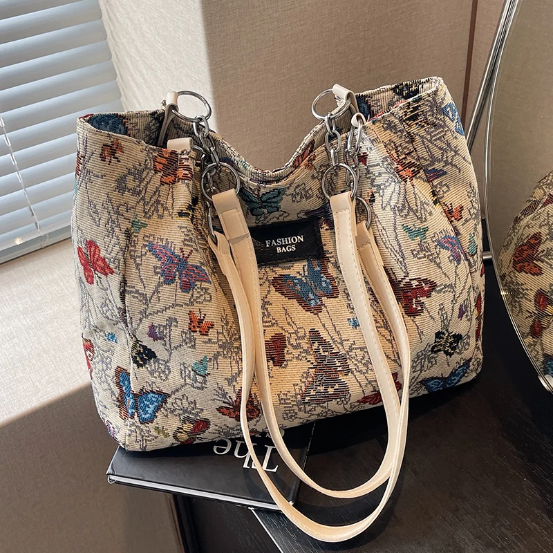 Künstlerische Blumenprint-Canvas-Shopper-Tasche