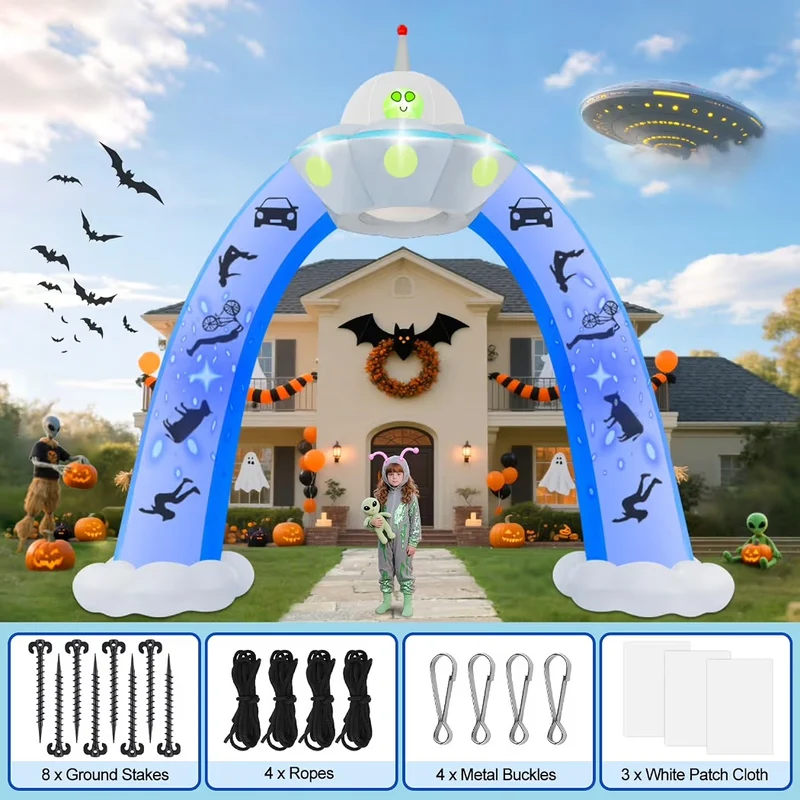 Halloween Deko Aufblasbar LED Alien Torbogen Dekoration