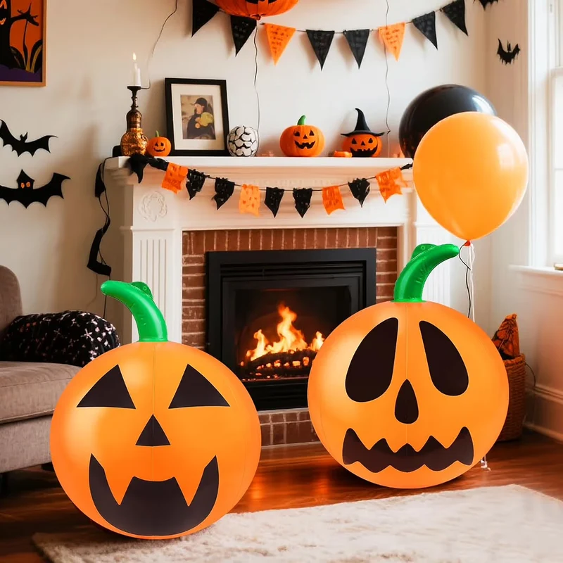 4x Halloween Aufblasbar Kürbisdeko Dekoration Gartendeko