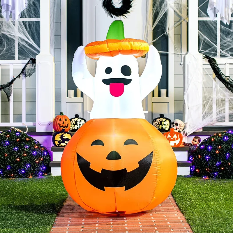 Halloween Aufblasbar Geist-Kürbis LED Dekoration Gartendeko