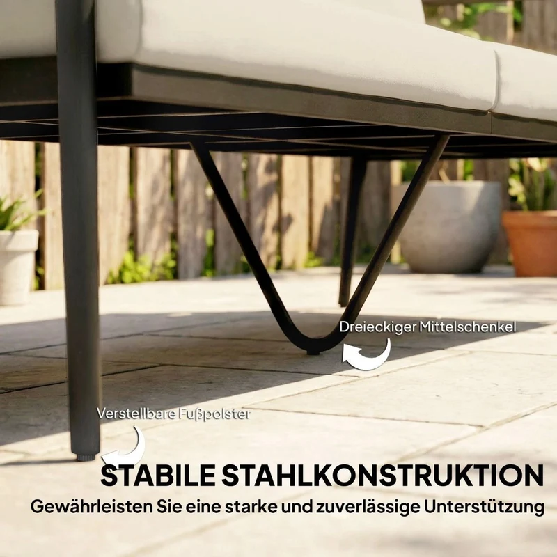 Gartensofa 3 Sitzer Rattan Loungesofa mit Kissen