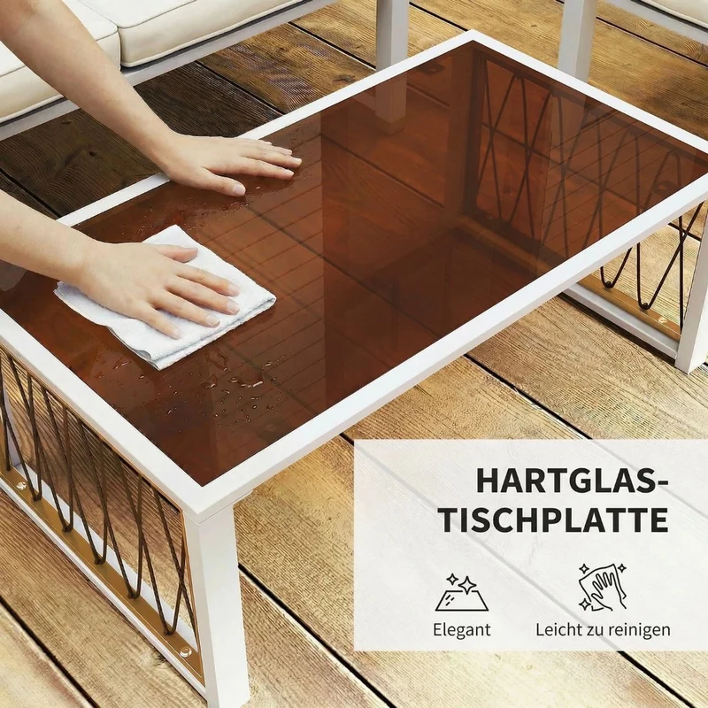 4x Gartenmöbel Set Polyrattan Lounge-Set mit Zweisitzer 2 Sessel