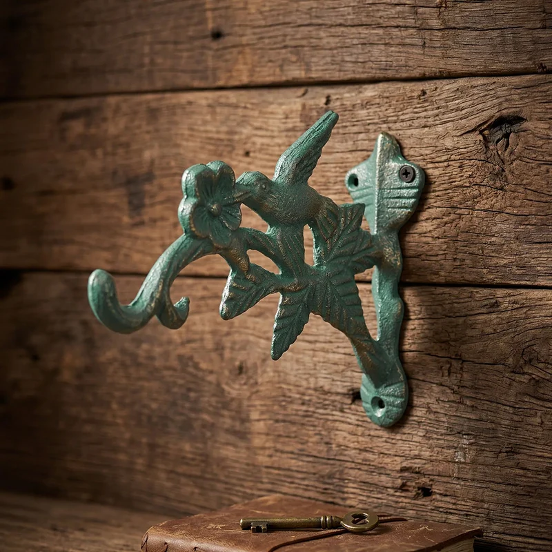 Gusseiserner Wandhaken mit Vogelmotiv