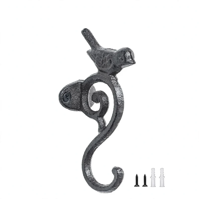 Gusseiserner Wandhaken mit Vogelmotiv